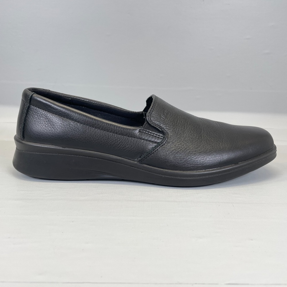 Flexi Shoes Womens Size 10 Black Leather Slip On Casual Comfort Loafers 124501